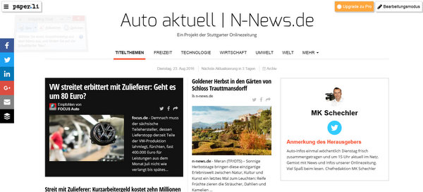 Unsere wöchentliche Zeitungsausgabe "Auto aktuell"